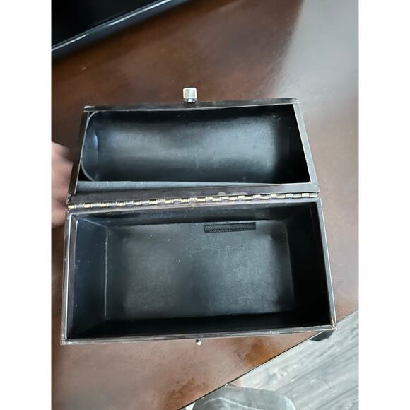Vintage Start Brown Leather Straps Retro Distressed Hand Polished Storage Box - Picture 3 of 12